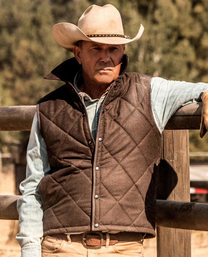 John Dutton Yellowstone Kevin Costner Quilted Vest